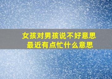 女孩对男孩说不好意思 最近有点忙什么意思